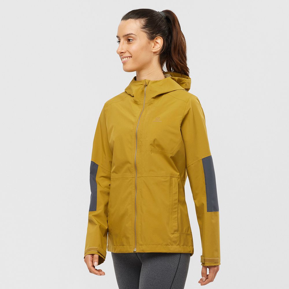 Chaquetas Salomon Mujer Amarillo - Salomon Argentina OUTRACK IMPERMEABLE 2.5L,372694-LSB